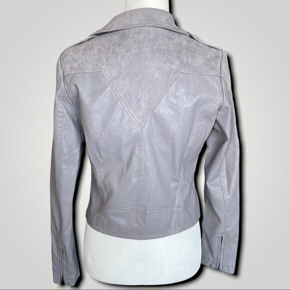 LA COALITION MOTO BOHO VEGAN MIXED LEATHER ZIP JACKET SMALL - Picture 5 of 8